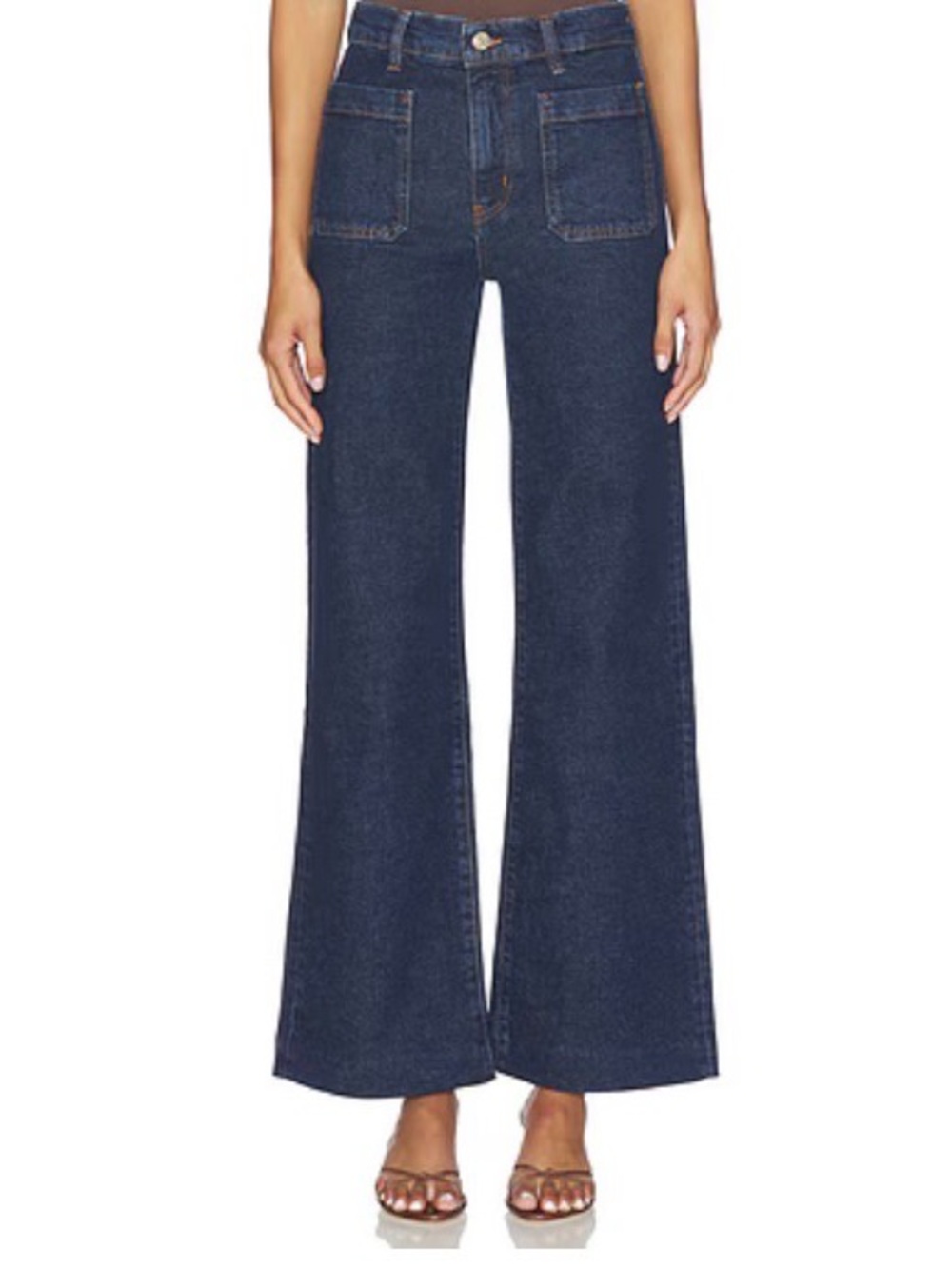 Frame Denim The Refined in Taboo Dark Blue Wide-Leg High-Rise Jeans